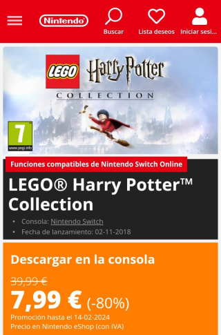 LEGO® Harry Potter™ Collection Nintendo Switch por 7,99€.