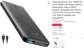 Anker PowerCore Slim 10000 PD, 20 W 10000 mAh Power Delivery Powerbank voor €19,49 bij Amazon.nl