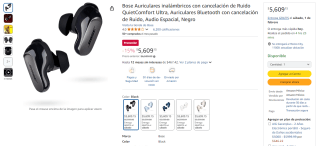 Auriculares Bose QuietComfort Ultra por $5,609 | Descuento Amazon