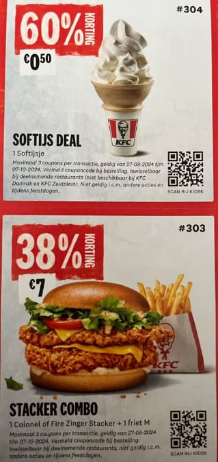 Diverse KFC kortingsbonnen