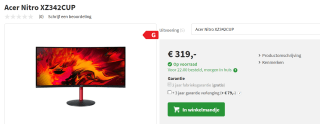 Acer Nitro XZ2 XZ342CUP Ultra Wide Curved Monitor voor €319 bij Art & Craft
