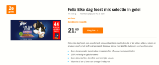 1+1 gratis op Felix Elke dag feest mix selectie in gelei 44 x 85 g bij de AH