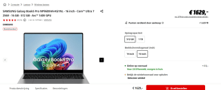 Samsung Galaxy Book5 Pro - Copilot+ Laptop - 16 inch - 512GB SSD - 120 Hz voor €1.629 bij de Mediamarkt