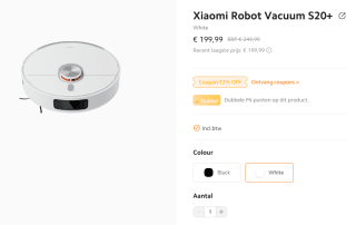 Xiaomi Robot Vacuum S20+ robotstofzuiger voor €199,99 in de Mi store