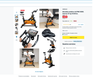 Bicicleta estática ALPINE 8000 Inercia 25 kg Gridinlux por 179,97€