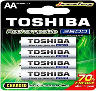 Pilha Recarregável, modelo AA TOSHIBA - R$ 65,09
