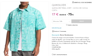 Camisa de manga corta de Hombre Quiksilver The Mike Tribal por 17€