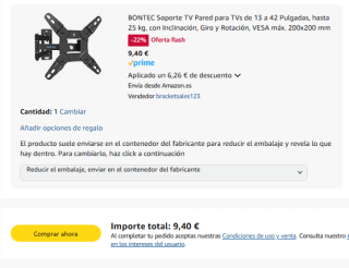 BONTEC Soporte TV Pared para TVs de 13 a 42 Pulgadas por 9,40€