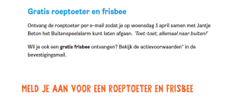 Gratis frisbee en roeptoeter via Jantjebeton