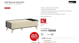 Dekit Mesa de centro Ness por 75€