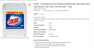 Detergente Colon XXL 9KG por 10.53€