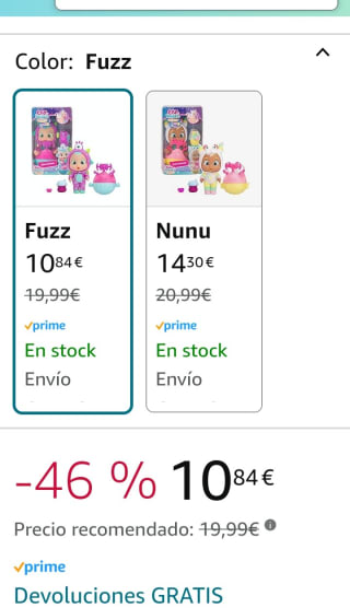 Bebés Llorones Fuzz por 10,98€.