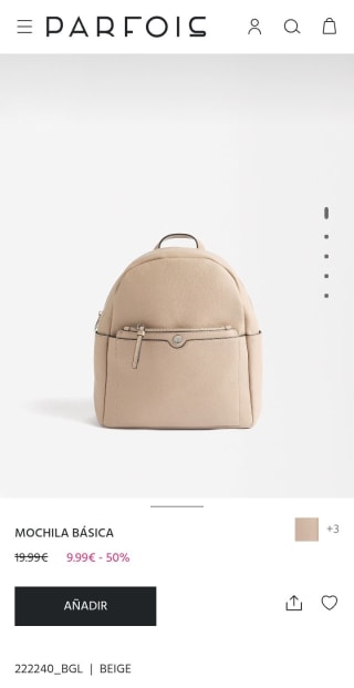 Mochila básica beige por 9,99€.