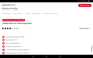 Reloj inteligente Huawei Watch GT 3 42mm por 146,28€