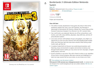 Borderlands 3 Ultimate Edition voor Nintendo Switch voor €19,99 bij Amazon