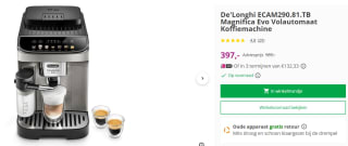 De'Longhi ECAM290.81.TB Magnifica Evo koffiemachine voor €397 bij EP