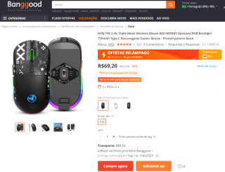 Mouse Gamer HXSJ T90 - R$ 69,20