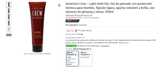 American Crew - Light Hold Gel de peinado con protección térmica para hombre por 5,25€
