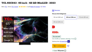 TCL QD Mini LED 65C843 voor €699 bij Bol