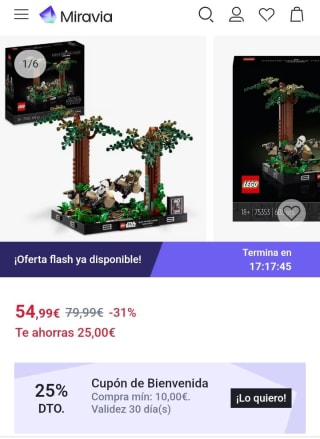 LEGO 75353 Star Wars Diorama: Duelo de Speeders en Endor por 41,24€.