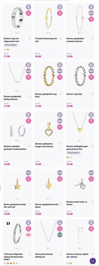 50% korting op geselecteerde zilveren, 9 karaat, gouden en diamanten sieraden bij Lucardi