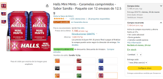 12 unidades Halls Mini Mints por 7,19€