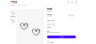 Pendientes corazón marca Fossil por 17€
