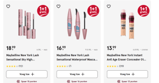 1+1 gratis op (bijna) alle make-up bij Etos