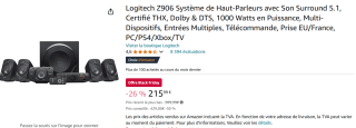 Logitech Speakerset Z906 5.1, 500W (zwart) voor €215,99 bij Amazon