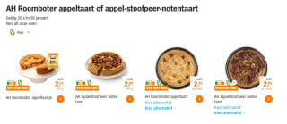 AH Roomboter appeltaart of appel-stoofpeer-notentaart vanaf €2,39