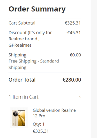 Realme 12 Pro 5G 12GB/256GB voor €280 dmv code bij Gshopper