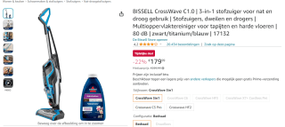 Bissell CrossWave C1.0 3-in-1 nat en droog stofzuiger voor €179,99