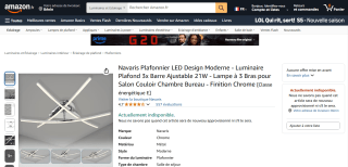 Plafonnier LED Navaris Design Moderne à 13,89€
