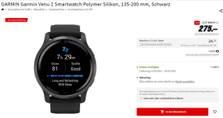 Garmin Venu 2 Health Smartwatch voor €275 bij de MediaMarkt in Duitsland