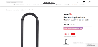 Antivol en U Red Cycling Products Secure à 13,99€
