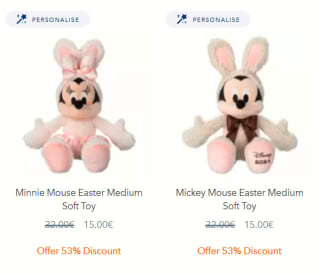 Mickey Mouse of Minnie Mouse paasknuffel van 46 cm voor €15 in de Disney Store
