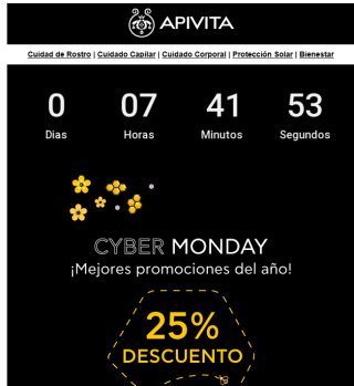 25% de descuento desde Apivita hoy por Cyber Monday