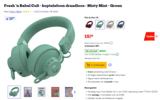 Fresh 'n Rebel Cult draadloze hoofdtelefoon (Misty Mint) voor €15,39 bij Bol