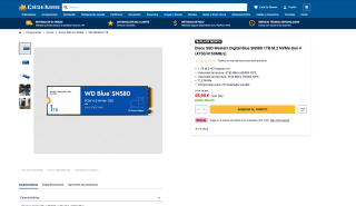 SSD M.2 1TB Western Digital Blue SN580 NVMe Gen 4 (4150/4150MB/s) por solo 55,90€