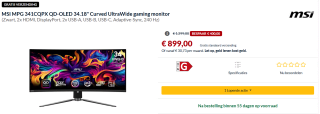 MSI MPG 341CQPX QD-OLED curved ultrawide gaming monitor voor €899 bij Alternate