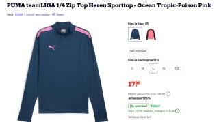 PUMA teamLIGA 1/4 Zip Top Heren Sporttop in 2 kleuren voor €17,98 bij Bol