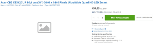 Acer CB342CUR Zwart voor €454,63 bij MaxICT