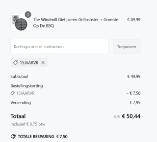 15% korting op je bestelling bij Vuurenrook