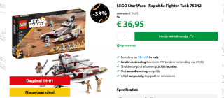 LEGO Star Wars – Republic Fighter Tank™ voor €36,95 bij Goodbricks