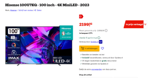 Hisense 100U7KQ - 100 inch - 4K MiniLED - 2023 voor €2.199,95 bij bol