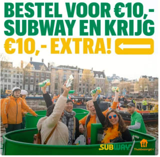 Bestel voor €10 bij Subway en krijg €10 korting