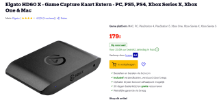 Elgato HD60 X - Game Capture Kaart Extern voor €179 bij Bol.com