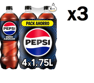 3 Packs de 4 Botellas de Pepsi Zero 1.75L MPK4 por 10.66€