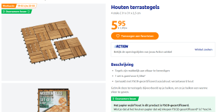Houten terrastegels Houten terrastegels 4 stuks | 31 x 31 x 2,5 cm voor €5,95 bij de Action