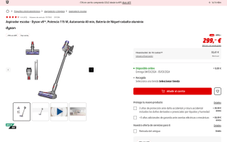 Aspirador Dyson V8 por 254,15€